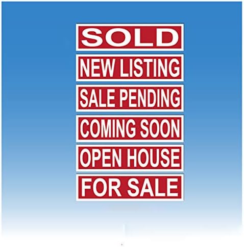 The Sign Studio – Package of x6 Coroplast Real Estate Sign Riders – Dble Sided – for Sale, New Listing, Sale Pending, Coming Soon, Open House and for Sale - 6" x 24" dble Sided - Reusable