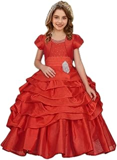 Wish little Baby Girl Princess Satin Dreamy Bubble Dress for Wedding Festival Birthday Gown Price In India