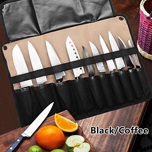 10 Slots Chef Knife Roll Bag Waterproof Oxford Cloth Roll Utensil Holder Storage Bag Multi Purpose Knife Roll Pouch With Cover Flap Wrap String For Small Size Knife #TOP1