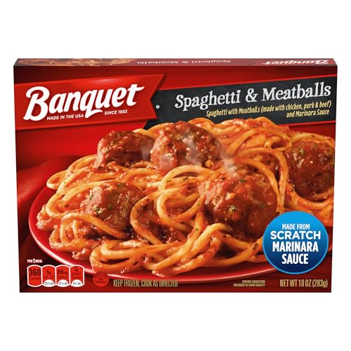 Banquet Spaghetti and Meatballs, Microwave Meal for One, Frozen Meal, 10 OZ