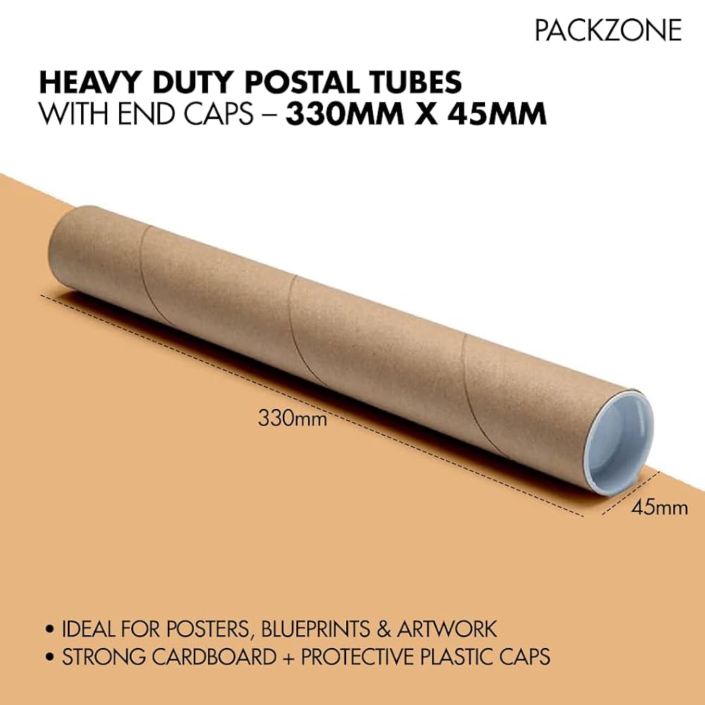 Globe Packaging 100 X A3/A4 POSTAL TUBES POSTER ROLLS 330mm X 45mm
