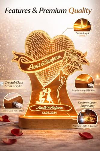 Image of Anniversary Couple Lamp (Heart Rose)