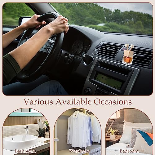 Image of Zubebe 60 Pcs Car Diffuser Bottles Empty Bulk Vent Clip Car Air Freshener Diffuser for Essential Oil Perfume Glass Bottle with Wooden Caps Stick Fragrance Ornament (Clear)