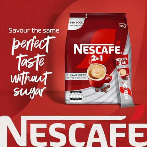 Image of Nescafe Sugar-Free 2 In 1 Coffee Pouch, 30 Sticks, 351 Gm | Nescafe Instant Coffee Premix | Sugar Free 2 in 1 Coffee Sachets | (30 x 11.7g)