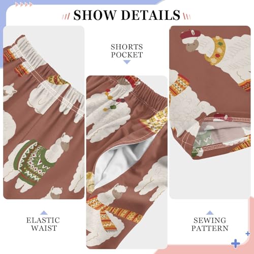 ZZXXB Funny Llama Boys Long Pants Soft Trousers Elastic Waist Kids Lounge Bottoms with Pockets S-XL4