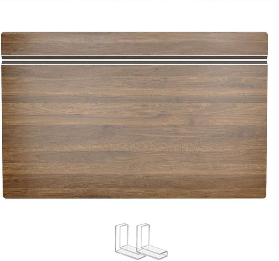 5 Pcs Wire Rack Covers, PVC Faux Wood Pantry Shelf Toppers with Acrylic Right Angle Holders, Decorative Closet & Kitchen Rack Liners (30x16 in),Walnut
