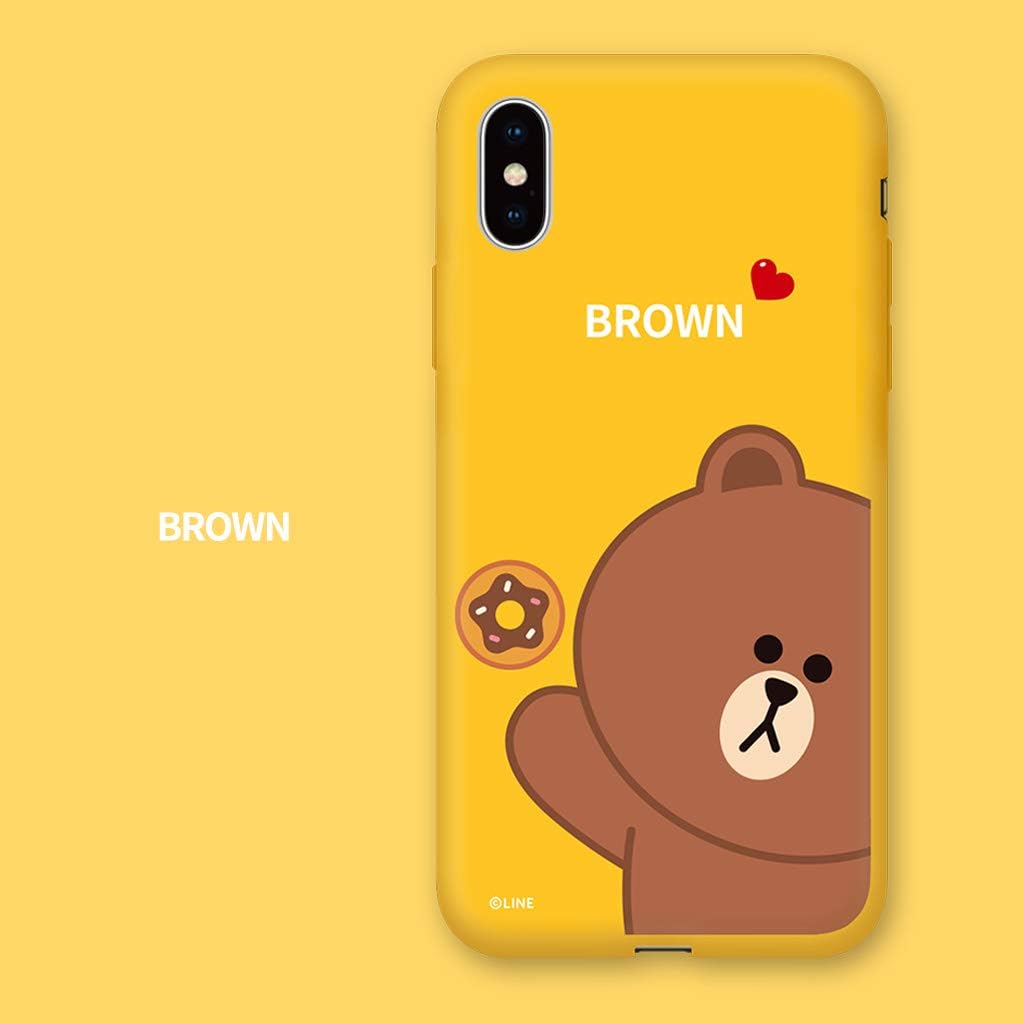 LINE FRIENDS KCL-CBS001 iPhone Xs Case, iPhone X, Color Soft Basic Brown, iPhone Cover, 5.8-Inch, Wireless Charging Compatible, Officially Licensed Product