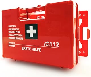 Trousse de Secours Complete DIN 13157 | Trousse Premier Secours - Boîte Pharmacie Murale | Pour Entreprise & Maison | Kit avec Pansements & Couverture de Survie Isothermique