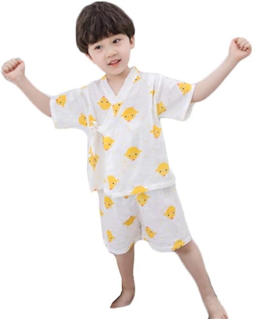 Amazon グードコ キッズ パジャマ 男の子 上下セット 前開き 半袖 パジャマ ガーゼ ショートパンツ ルームウェア ナイトウェア 部屋着 肌着 パジャマ 通販