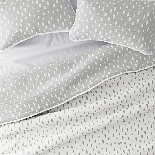 Merit Linens Gray 3-Piece Reversible Full/Queen Quilt Comforter With 2 Shams | Lightweight, All-Season, Patterned Bedspreads | Modern Coverlet Sets - Painted Dots/Light Gray #TOP4
