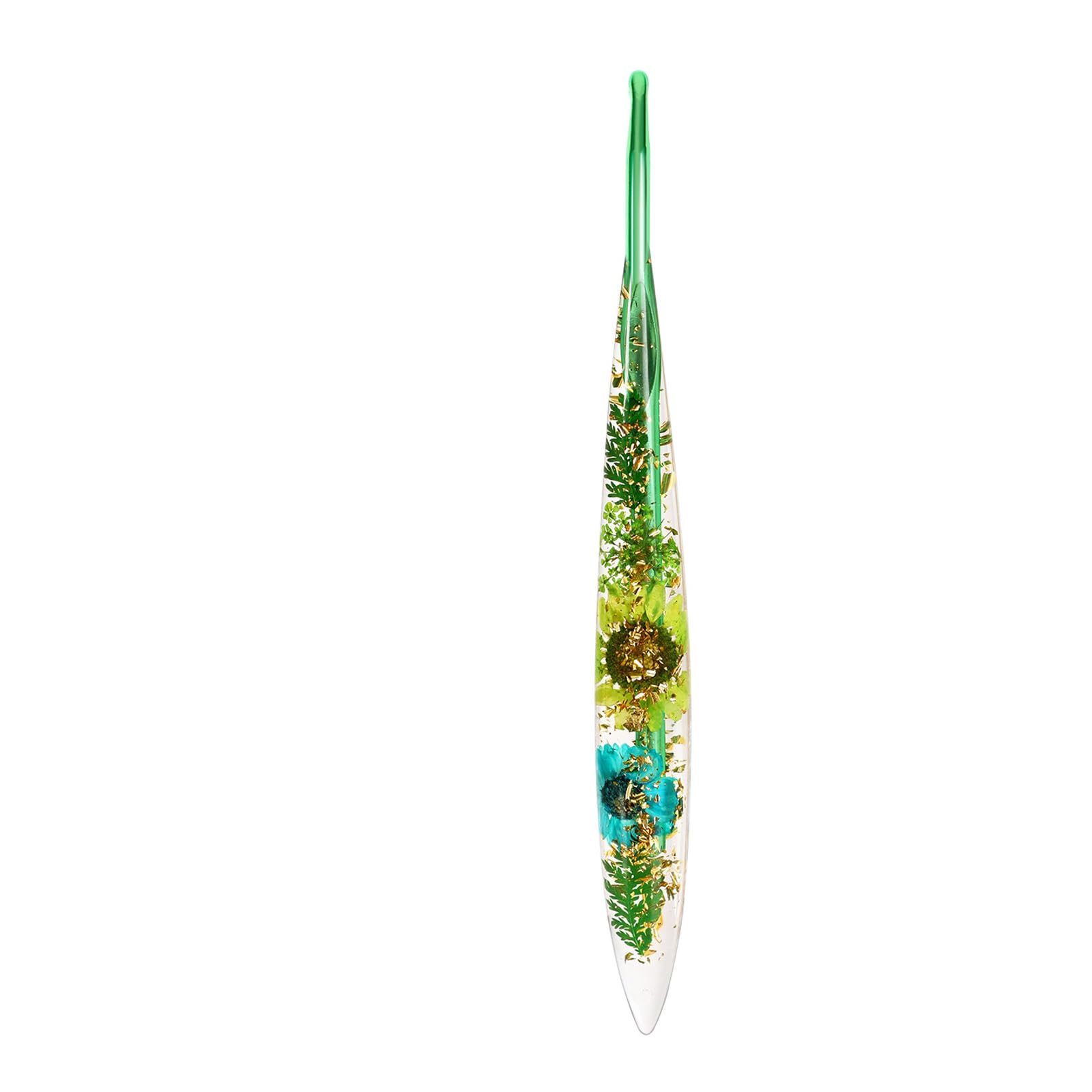 Tsophreniq Decorative Resin Floral Crochet Hook Aluminum Alloy Needle Portable for Knitting Projects Crafting Tool Crochet Hook with Floral Resin