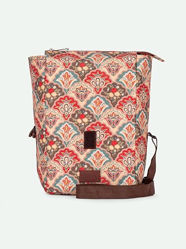Image of ZOUK Mughal Art Multicolor Motif Printed Multicolor Insulated Roll up Lunch Bag,Cotton,7 Litres,Cotton
