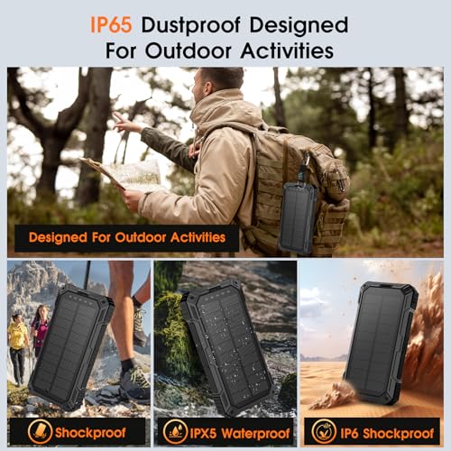 Image of BLASOUL Solar Charger 49800mAh Power Bank - Wireless Portable Phone Charger with 4 Built-in Cable,22.5W Fast Charging External Battery Pack PD 3.0 USB-C in /Output Perfect for Camping, /Hiking