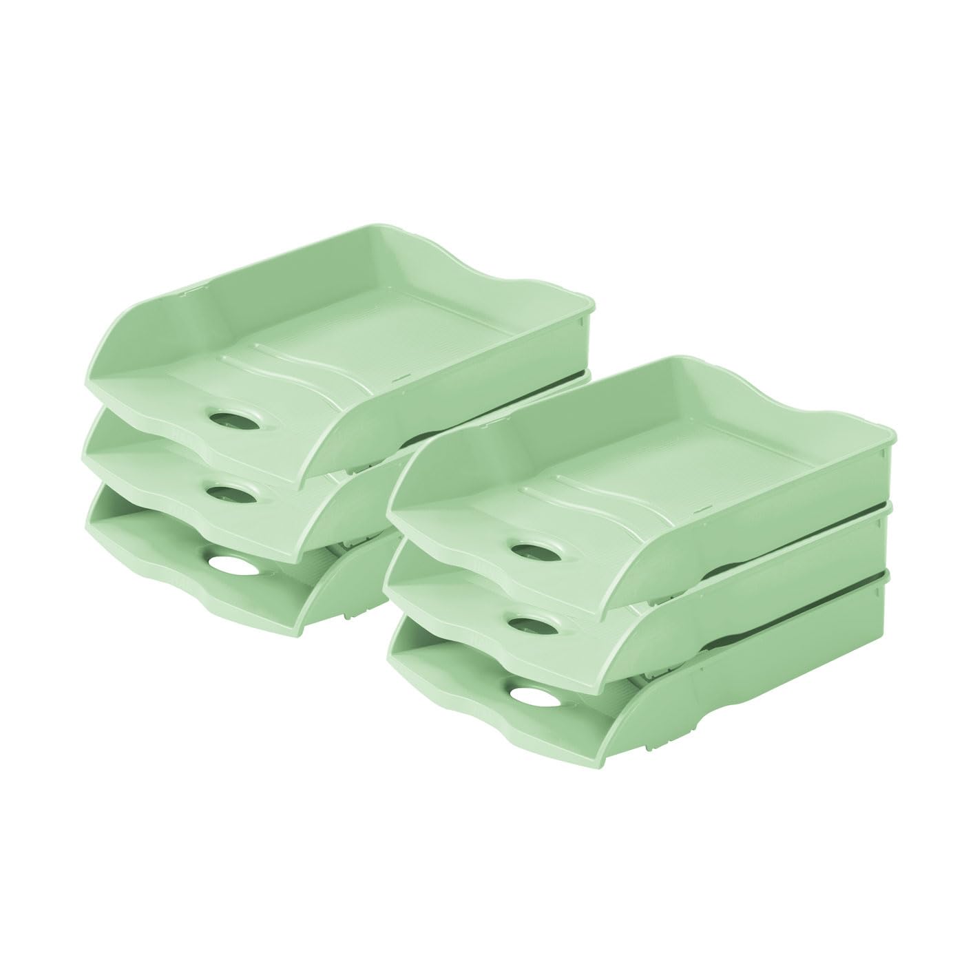 HAN Re-Loop Letter Tray, Pack of 6, 100% Recycled Document Tray, Letter Tray, Letter Holder, Paper Tray, up to DIN A4/C4 Documents, 10298-805, Pastel Green