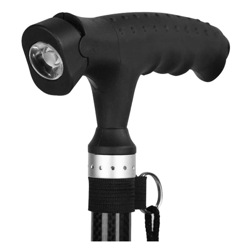 Bastón/muletas Bastones Ligeros de Fibra de Carbono con Mango de luz LED Ajustable 10 Niveles de Altura Ajustables para Hombres o Mujeres Mayores Bastón discapacitado (Negro 59~93 cm) Star of Light