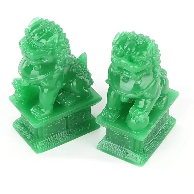Pareja de Estatuas Guardianes Fu Foo Dogs 4.1 Pulgadas
