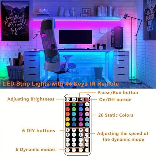 Tira LED multicolor 100 pies con control remoto y fuente miniatura 4