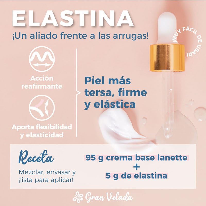 Gran Velada – Elastina Marina 1000 ml | Activo Reafirmante y Antiedad para Cremas, Sérums y Contorno de Ojos | Hidratación y Elasticidad para Piel y Cabello