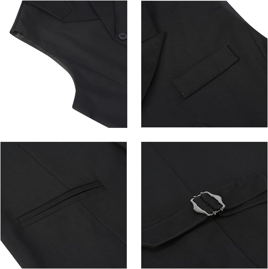 Boyland Men's Double Breasted Business Wedding Vests Dress Waistcoat 10 Buttons Closure V-Neck Suit Vest Slim Fit Plus Size - Image 6