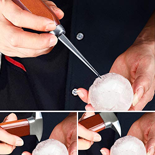 Ice Pick set of 2-7.24 Inch and 6.8Inch Stainless Steel Ice Crusher with Wood Handle, Japanese Style Ice Chipper,ideal for Bars and Home(2 Pick)-IPCK2