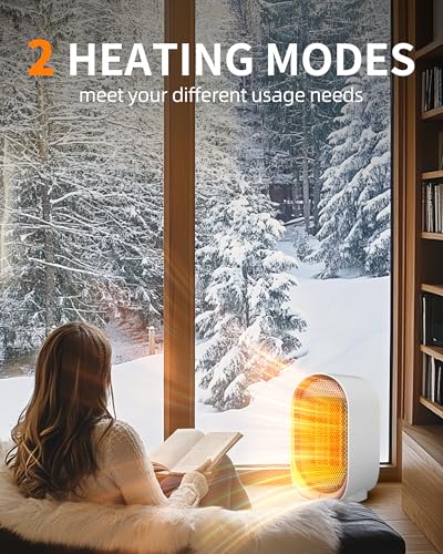 Image of Space Heater, Portable Heater for Indoor Use, Small Electric Heaters with Overheat & Tip-Over Protection, Mini Desk Heaters for Office Bedroom Bathroom, Compact & Efficient Heating, White