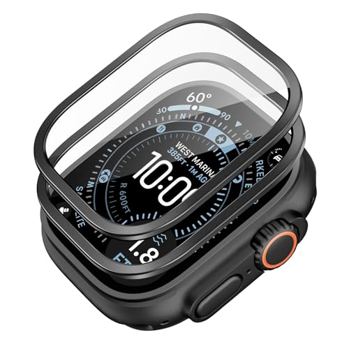 ESR 2er-Set Armorite Panzerglas für Apple Watch Ultra 3/2/1 (2025/2024/2023/2022, 49 mm), Militärischer Schutz, Gehärtetes Glas mit Aluminiumlegierungsrahmen, Kratzfest, Schwarz उत्पाद छवि