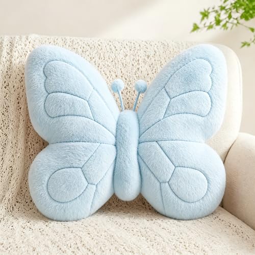 Image of CANGHI Butterfly Pillow,Butterfly Throw Pillow,Blue15 x18 Plush Cushion