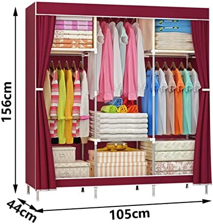 Portable Fabric Wardrobe nizer with Hanging Rail and Shelves Foldable Closet Storage Solution for Bedroom White Canvas W