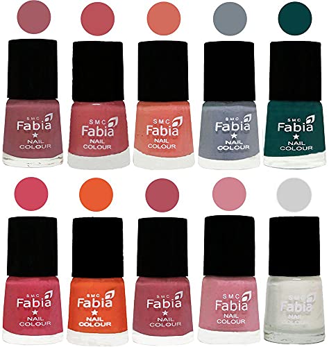 Image of ALL IN ONE (PACK OF 10), Long Lasting Glossy Nail Polish, 6 ml Each, All Vibrant Colours,02003