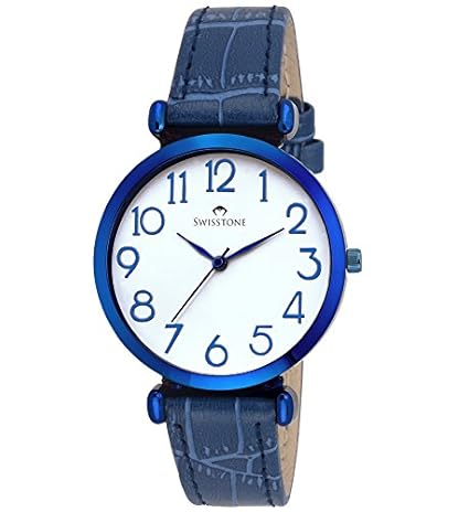 SWISSTONE Quartz Movement Analogue White Dial Women's Watch - CK301-BLUE