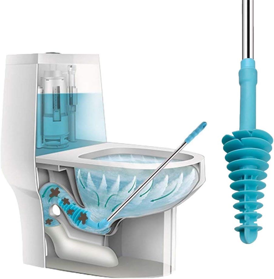 TuoPuLife Toilet Plunger - Toilet Clog Remover, Drain Cleaner, Bathroom Toilet Dredge Pipe for Clogged Siphon Toile, Stainless Steel Handle with Wall Hook