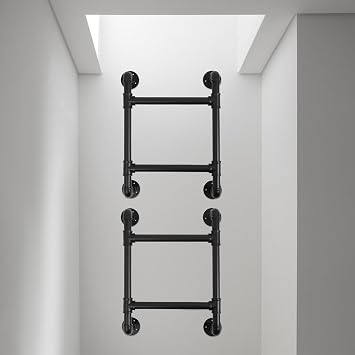 Bunk Bed Ladder, 23 Inch Wall Mounted 2-Step Ladder Metal RV Bunk Ladder with Sturdy Design for Safe Climbing for Dorm Loft RVs Basements Black, 2-Step 22.8"