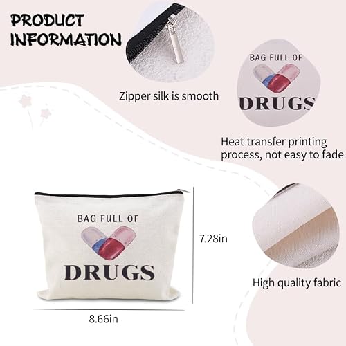 YangQian Funny Medication Bag for Women Nurse Practitioner Birthday Christmas Gifts for Women Patient Pharmacist Medicine Pill 0rganizer Bag Pouch with Zipper Meds Bags Full of Drugs Pouch