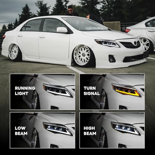 Image of Upgrade Projector Headlights for Toyota Corolla 2011 2012 2013 10th Gen Headlamp with Animation Sequential Turn Signal Frontlight Frontlamp Clear Lens 1 Pair