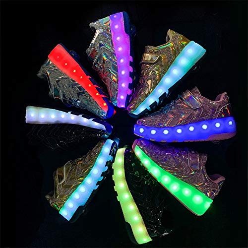 Kids Roller Skate Shoes with Single Wheel Shoes Sport Sneaker Led Rechargeable Retractable Flashing Sneakers for Unisex Girls Boys Beginners Gift Pink-USA 13.53