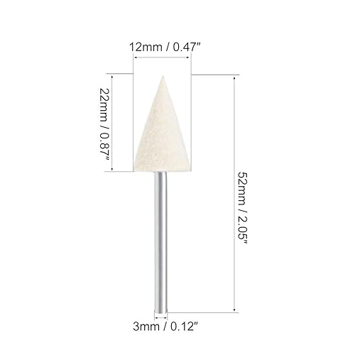 Miniatura 6 de uxcell Puntos montados en fieltro de lana de 0.236 in Puntos de pulido cónicos Ruedas de pulido con vástago de 18 pulgadas, 24 piezas