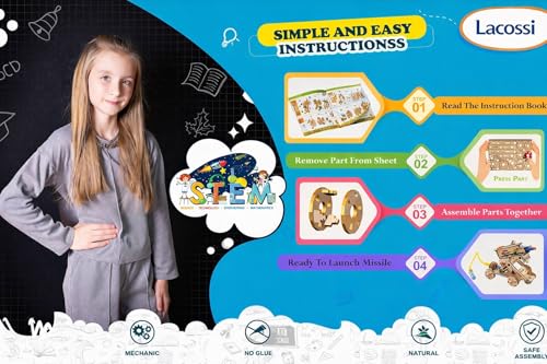 Image of 2 in 1 Hydraulic Missile Launcher & Plane Launcher STEM Wooden Construction Game, Activity Game, Science kit | Birthday Gifts for Boys & Girls I Kids 8 to 14 Years