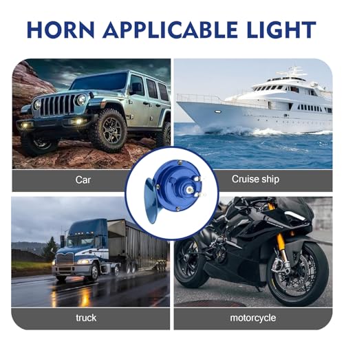Civwesi Pack-2 Car Snail Air Horn, 3.35\" x 3.54\" Waterproof and Rustproof Super Loud Stereo Sound 300DB 12V Power Horn, Safety Warning Modified Horn, Universal for Motorcycles Trucks (Blue)