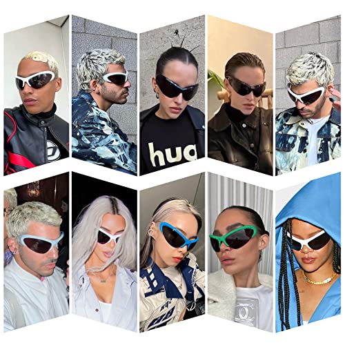 Tya Futuristic Sunglasses Unisex Non-Polarized Y2K Sunglasses For Women Men Plastic Frame Black Lenses With Uva Protection #TOP1