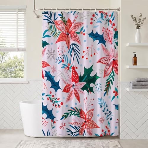 Rideau de douche 180x200 cm en tissu polyester imperméable lavable Fleur - 4