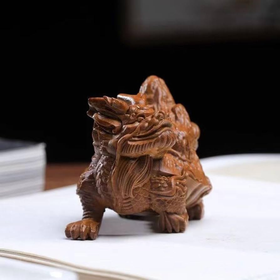 030519  天然桃の木龍亀置き物2個 030519 天然桃の木龍亀置き物2個