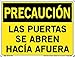 Vestil Caution Label SI-C-13-B-LB-011-S Vinyl .011" Overall Size 12.5"W x 9.5"H Door Opens Outward, LAS PUERTAS SE ABREN HAC?A AFUERA