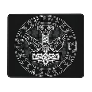 Mauspads Nordischer Wikinger Thors Hammer Skandinavischer Wolf Langlebige Mausunterlage Weiches Desktop-Mauspad Für Büro Heim Laptop 10X12In