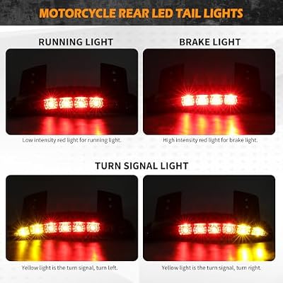 Motorcycle Chopped Rear Fender Edge LED Brake License Plate Tail Light Stop Running Light Turn Signal Lamp Compatible with Harley Sportster XL883N 1200N XL1200V XL1200X (Smoke Lens)