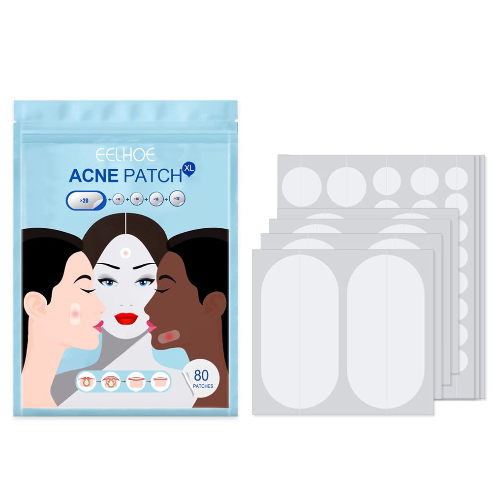 Pimple Spot Patches 80 Patches Hydrocolloid Pimple Patches for Skin Care Small & Large Acne Patches for Large Zit Breakouts Translucent Spot Stickers for Face Day and Night
