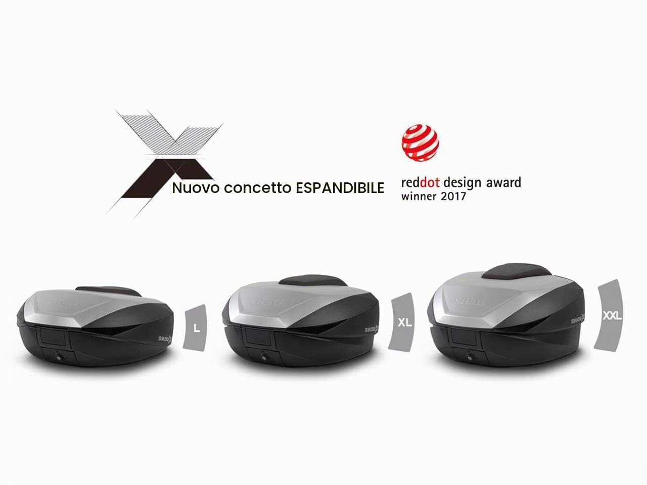 SHAD SH59X BAULETTO VALIGIA TOP CASE MOTO SCOOTER COVER ALLUMINIO ESPANDIBILE 46>52>58 + PIASTRA UNIVERSALE