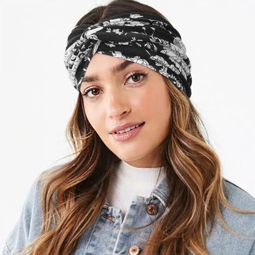 Image of DRESHOW 4 Pack Turban Headbands for Women Wide Vintage Head Wraps Knotted Cute Hair Band Accessories