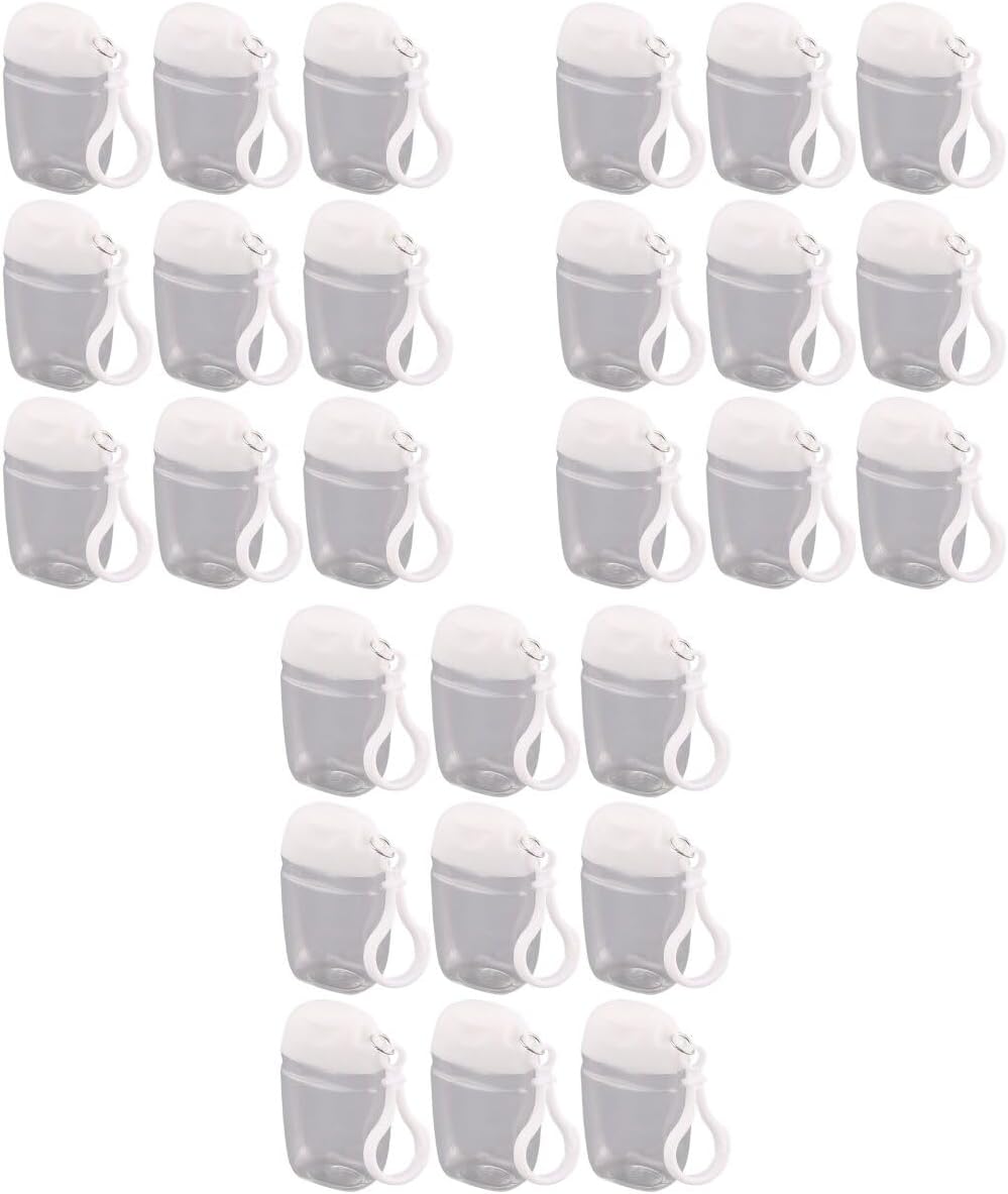 minkissy 27PCS 30ML Travel Size Clear Bottle with Keychain Bulk Plastic Pump Bottles with Flip Cap Leakproof Refillable Bottles Empty Shampoo Bottle for Liquid Travel Lotion