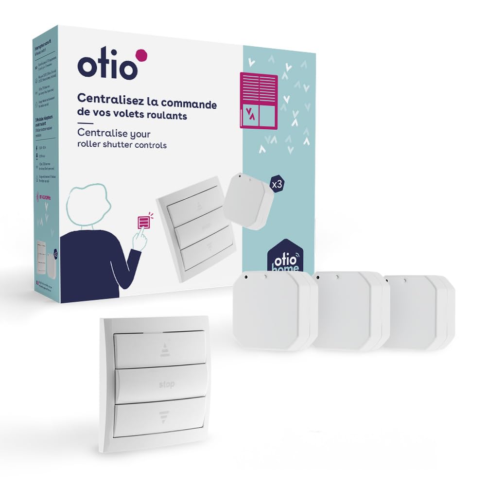 Otio - Funkgesteuertes Rollladen-Paket - Inkl. 1 Fernbedienung + 3 Module - Kunststoff - Kompatibel mit OtioHome Gateway & Mobile App, Zentralisierte Steuerung für 10 Geräte - Weiß