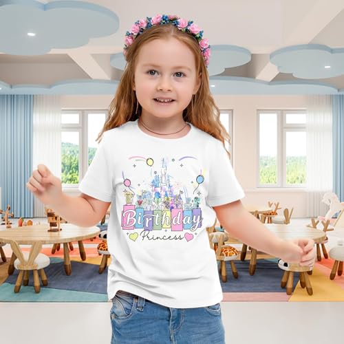 Image of Birthday Girl Shirt Kids Birthday Princess T-Shirt Toddler Girls Birthday Party Tee Cute Birthday Family Tee Tops
